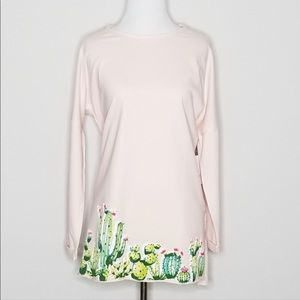 Crown & Ivy pink Cactus Knit Shirt Sz S